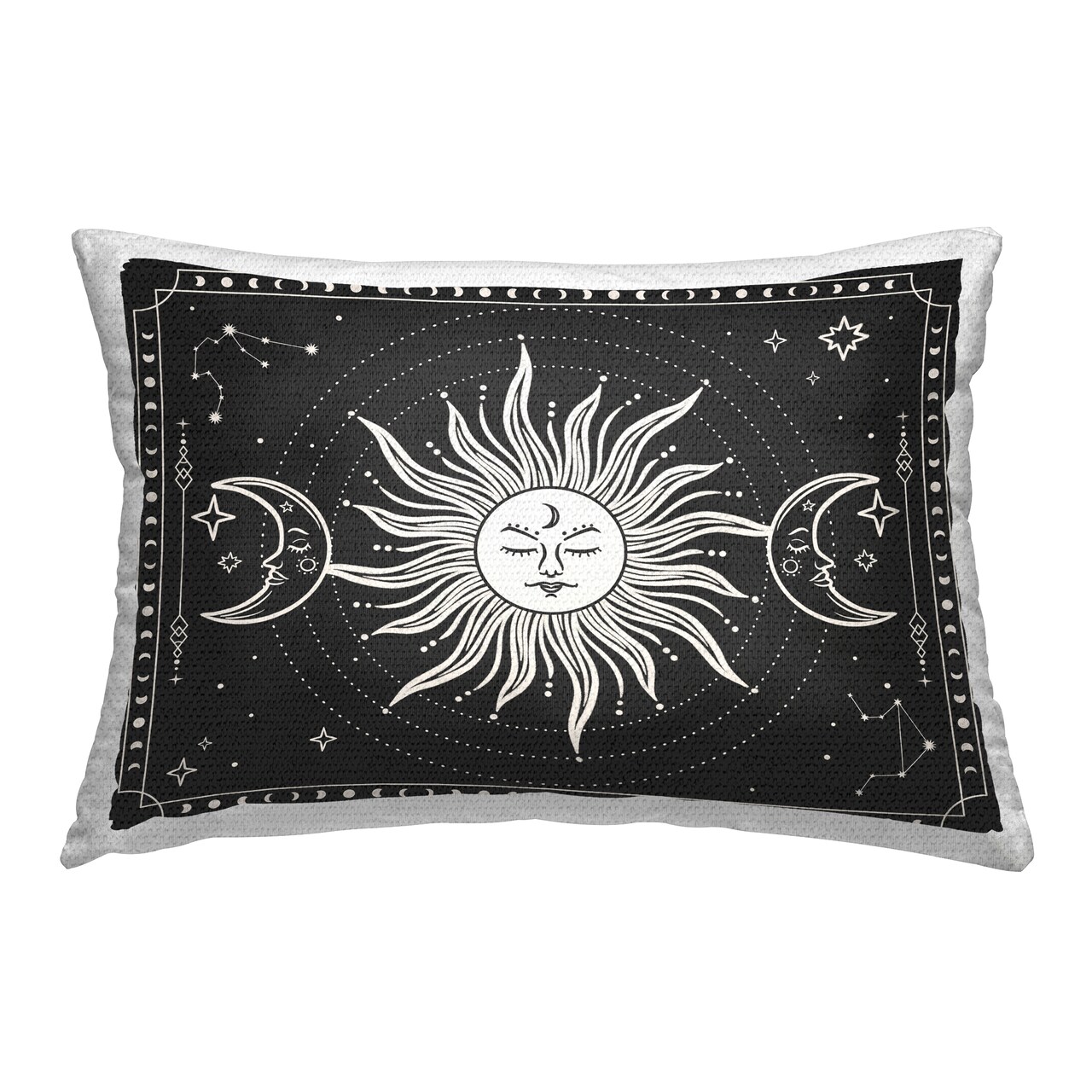 Astrology Sun & Moon Pattern Outdoor Printed Pillow Design by JJ Design House LLC, 14 x 7 x 20